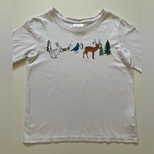 Hanna Andersson Girls’ Woodland Theme White Long-sleeve shirt